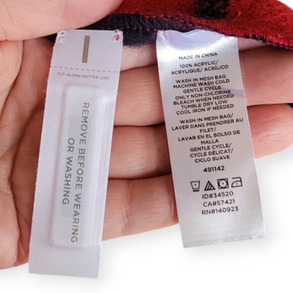 Ann Taylor Loft Plaid Reversible Red Navy Blanket Scarf NWT - Picture 8 of 9